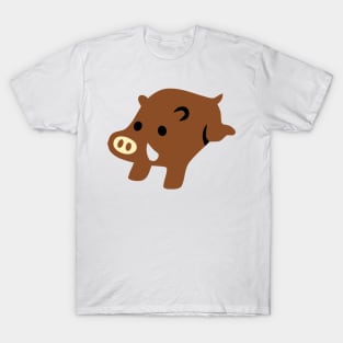 Brown Boar Cartoon Icon Emoticon T-Shirt